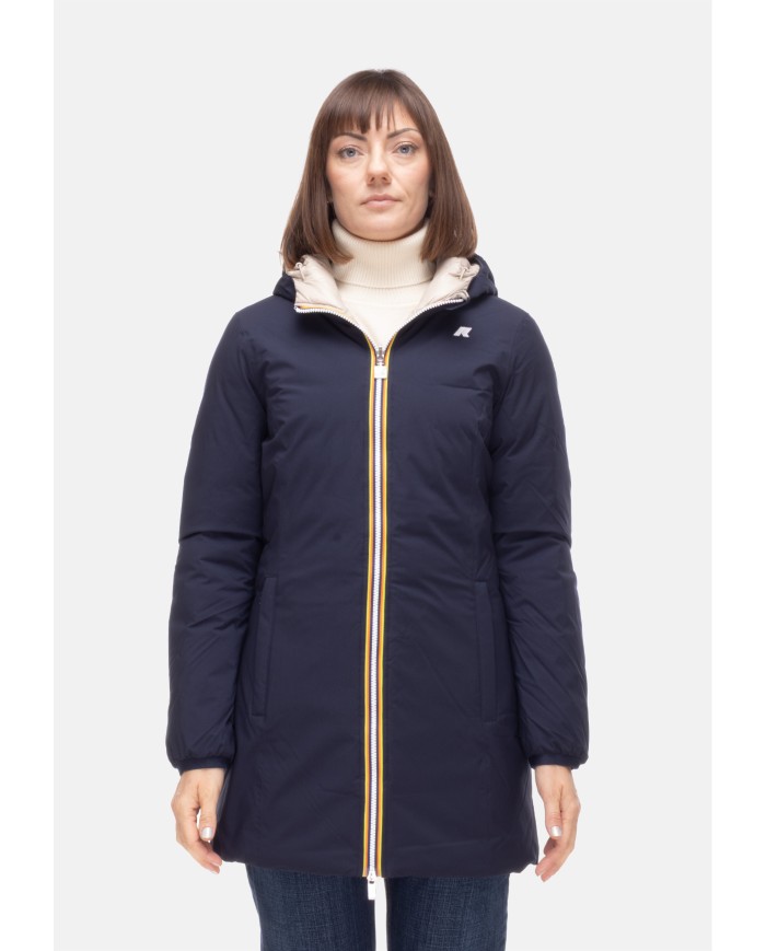 K-WAY Giaccone donna Denise BLUE DEPTH - BEIGE CASHMERE