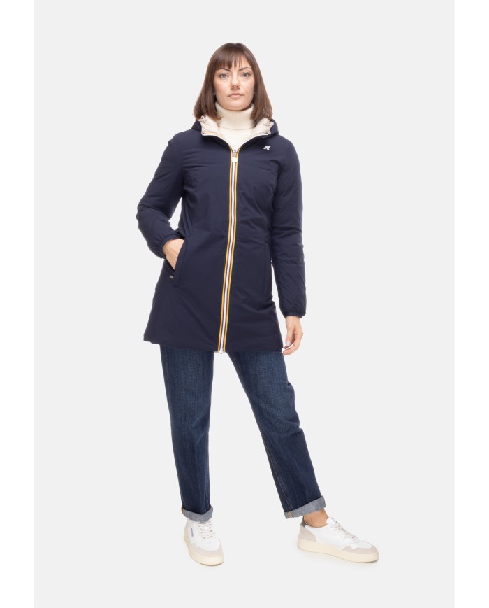 K-WAY Giaccone donna Denise BLUE DEPTH - BEIGE CASHMERE