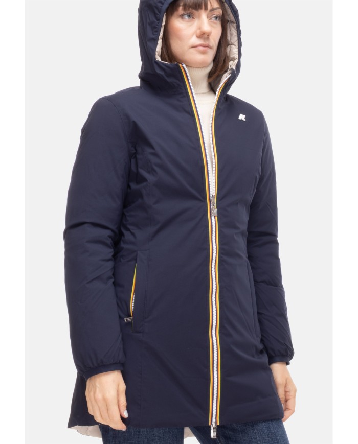 K-WAY Giaccone donna Denise BLUE DEPTH - BEIGE CASHMERE