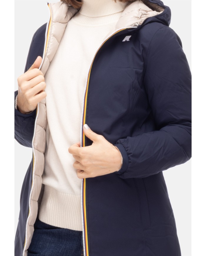K-WAY Giaccone donna Denise BLUE DEPTH - BEIGE CASHMERE