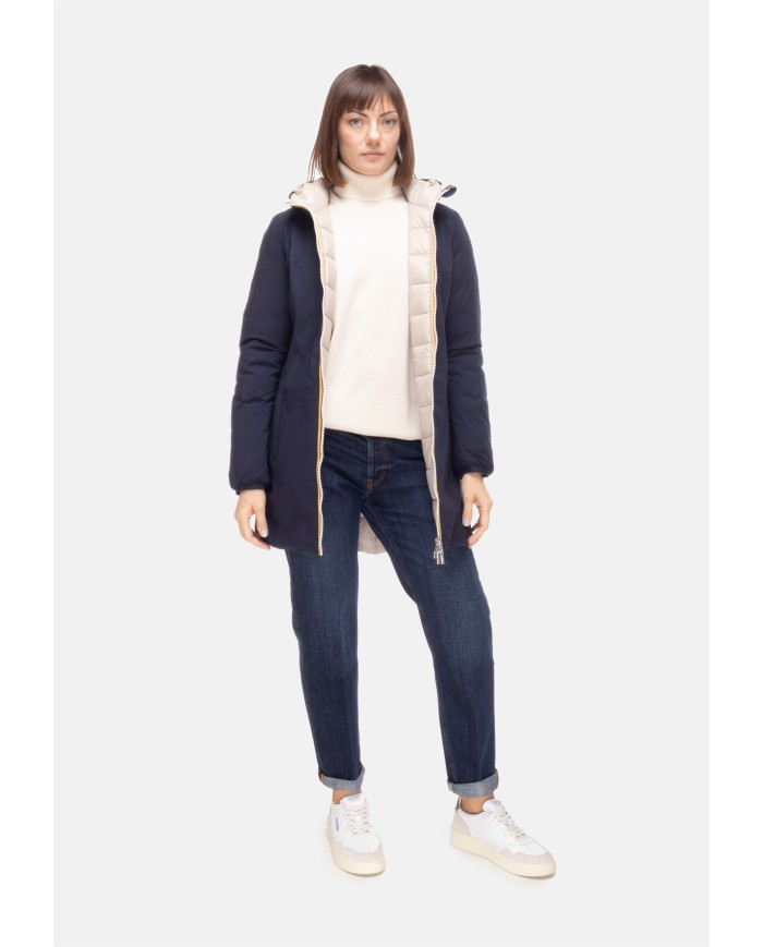 K-WAY Giaccone donna Denise BLUE DEPTH - BEIGE CASHMERE