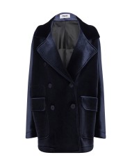 ALPHA STUDIO Giaacca doppiopetto in velluto blu notte