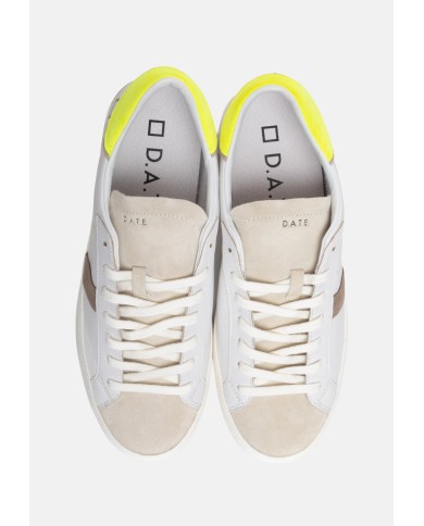 D.A.T.E. Sneakers uomo Hill Low Calf WHITE-YELLOW