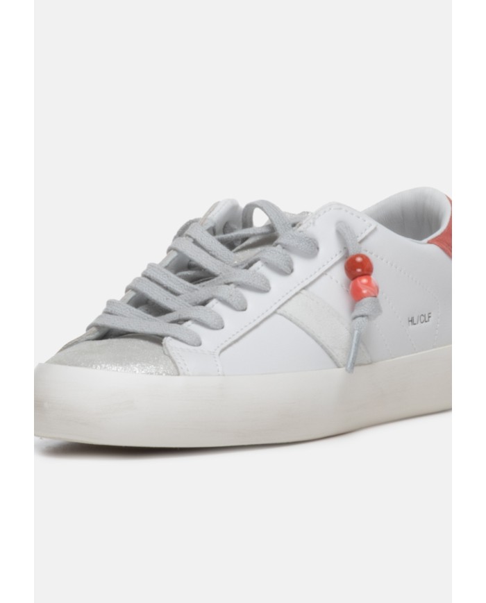 D.A.T.E. Sneakers donna Hill Low Calf WHITE-CORAL
