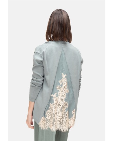 SEMI COUTURE Cardigan donna con pizzo verde