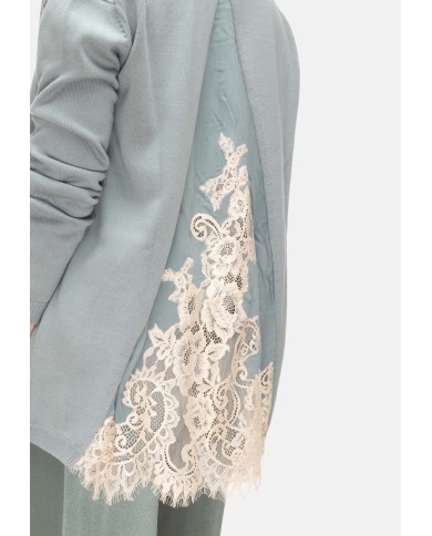 SEMI COUTURE Cardigan donna con pizzo verde
