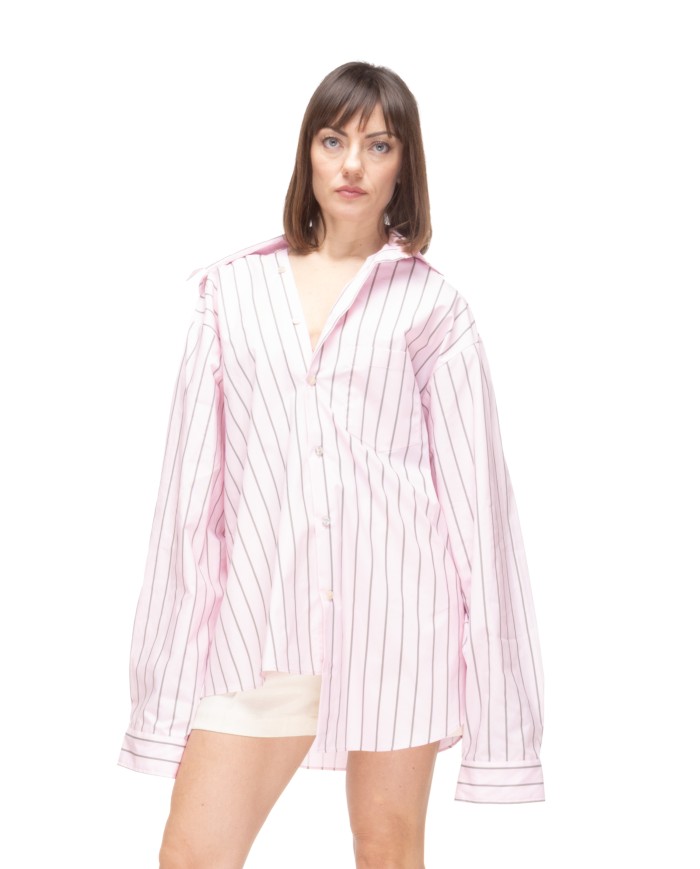 A PAPER KID Camicia over donna a righe rosa