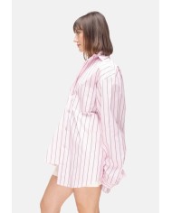 A PAPER KID Camicia over donna a righe rosa