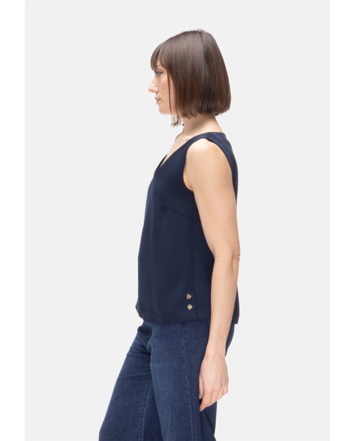 HERNO Top donna scollo V Blu