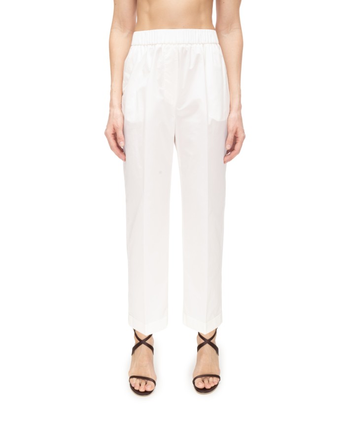 PESERICO Pantaloni donna a vita alta bianchi