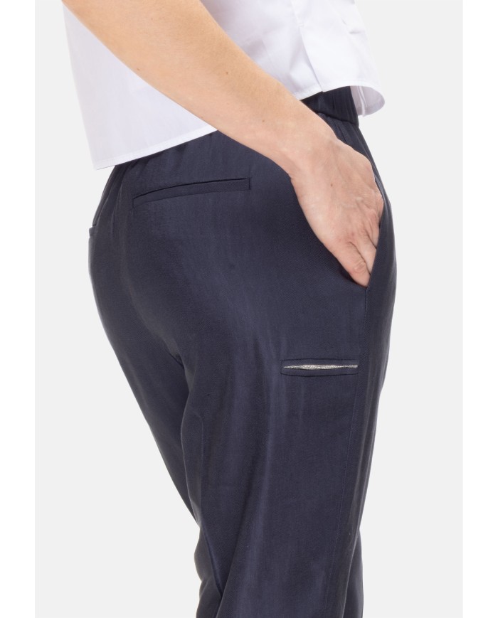 PESERICO Pantaloni donna a vita alta blu