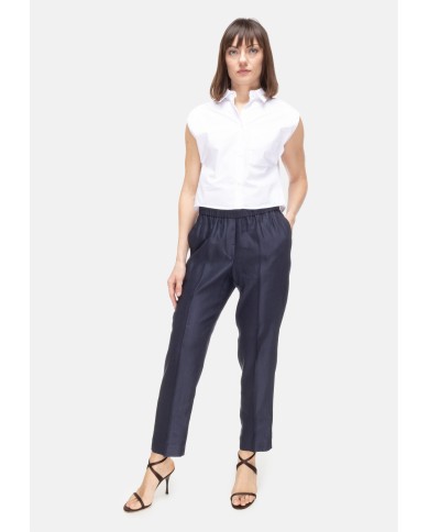 PESERICO Pantaloni donna a vita alta blu
