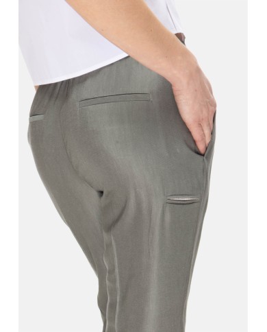 PESERICO Pantaloni donna a vita alta verde