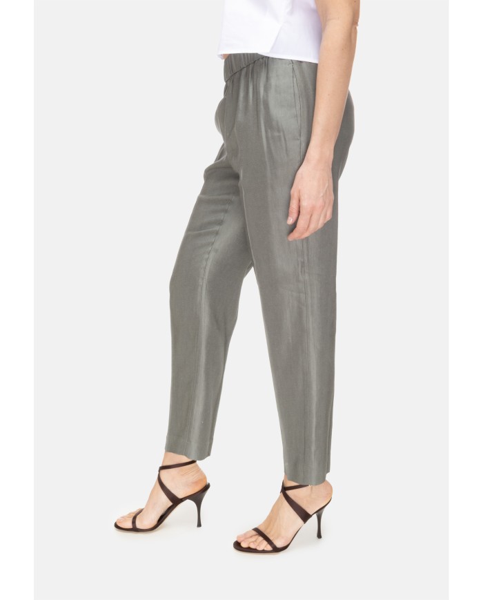 PESERICO Pantaloni donna a vita alta verde