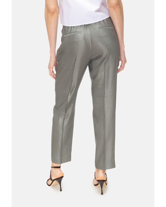 PESERICO Pantaloni donna a vita alta verde