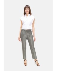 PESERICO Pantaloni donna a vita alta verde