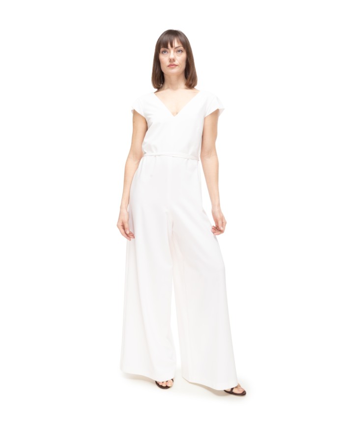 HERNO Tuta donna scollo V Grigio perla