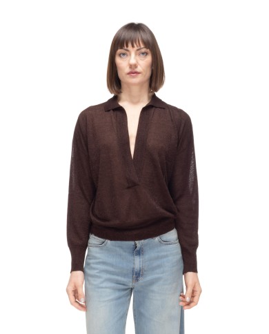 ALPHA STUDIO Maglia donna scollo V marrone