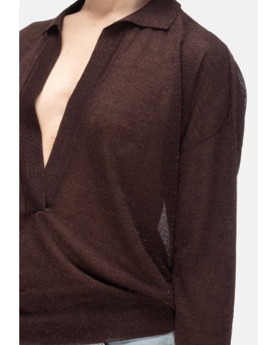 ALPHA STUDIO Maglia donna scollo V marrone