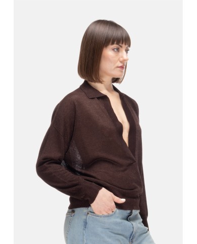 ALPHA STUDIO Maglia donna scollo V marrone