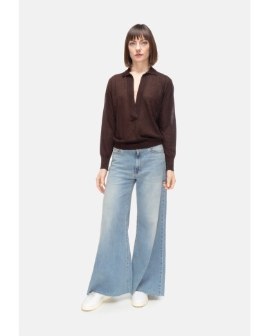 ALPHA STUDIO Maglia donna scollo V marrone