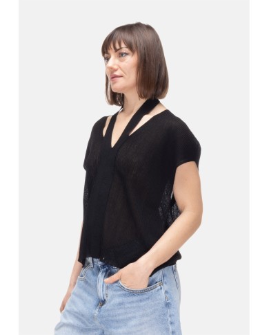 ALPHA STUDIO Maglia donna lurex Nera