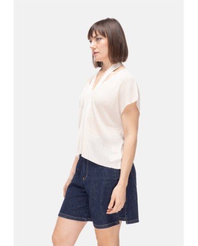 ALPHA STUDIO Maglia donna lurex bianca
