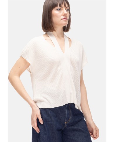 ALPHA STUDIO Maglia donna lurex bianca