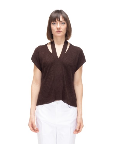 ALPHA STUDIO Maglia donna lurex marrone