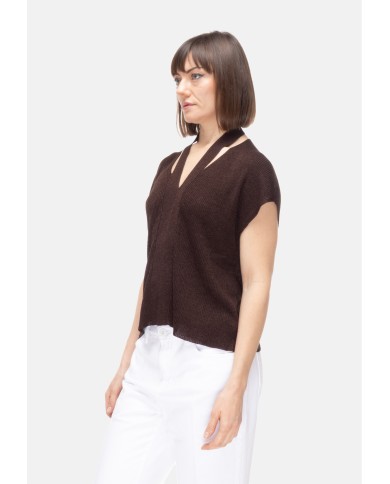 ALPHA STUDIO Maglia donna lurex marrone