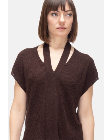 ALPHA STUDIO Maglia donna lurex marrone
