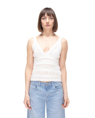 ALPHA STUDIO Top donna uncinetto bianco