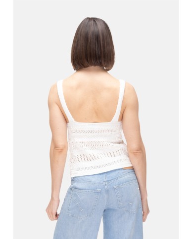 ALPHA STUDIO Top donna uncinetto bianco