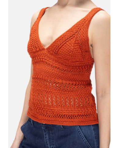 ALPHA STUDIO Top donna uncinetto Ruggine