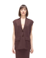 ALPHA STUDIO Gilet donna in maglia marrone