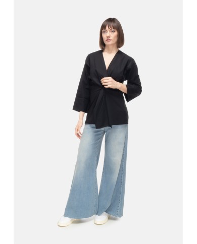 ALPHA STUDIO Camicia donna scollo V Nera