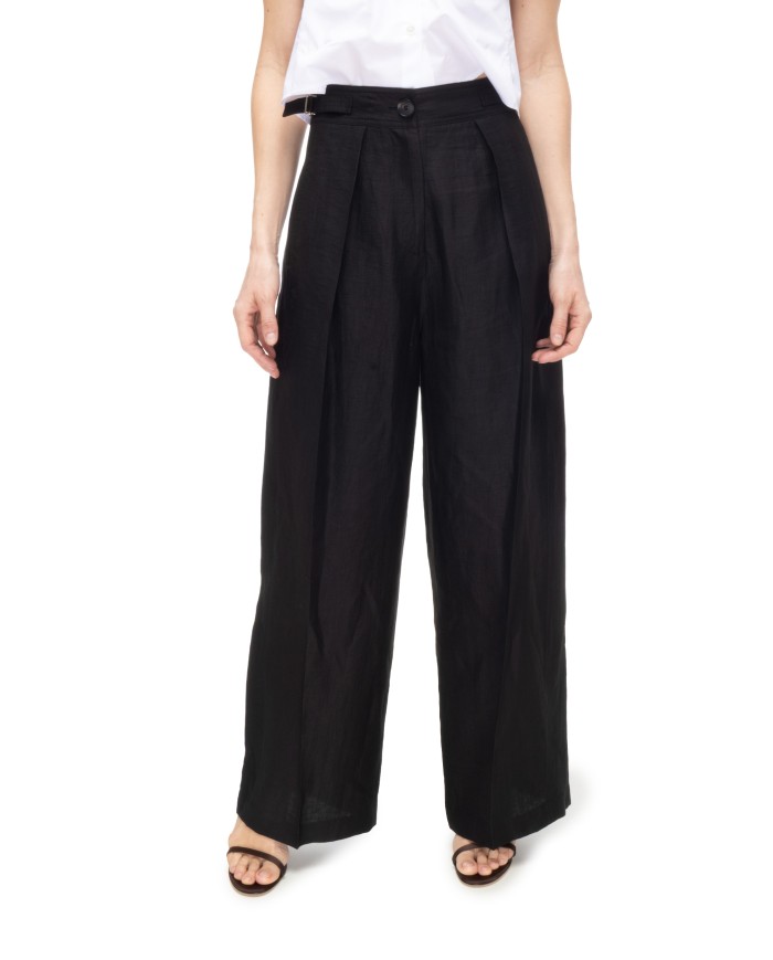 TELA Pantaloni donna misto lino neri