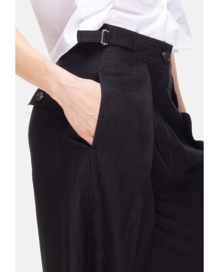 TELA Pantaloni donna misto lino neri