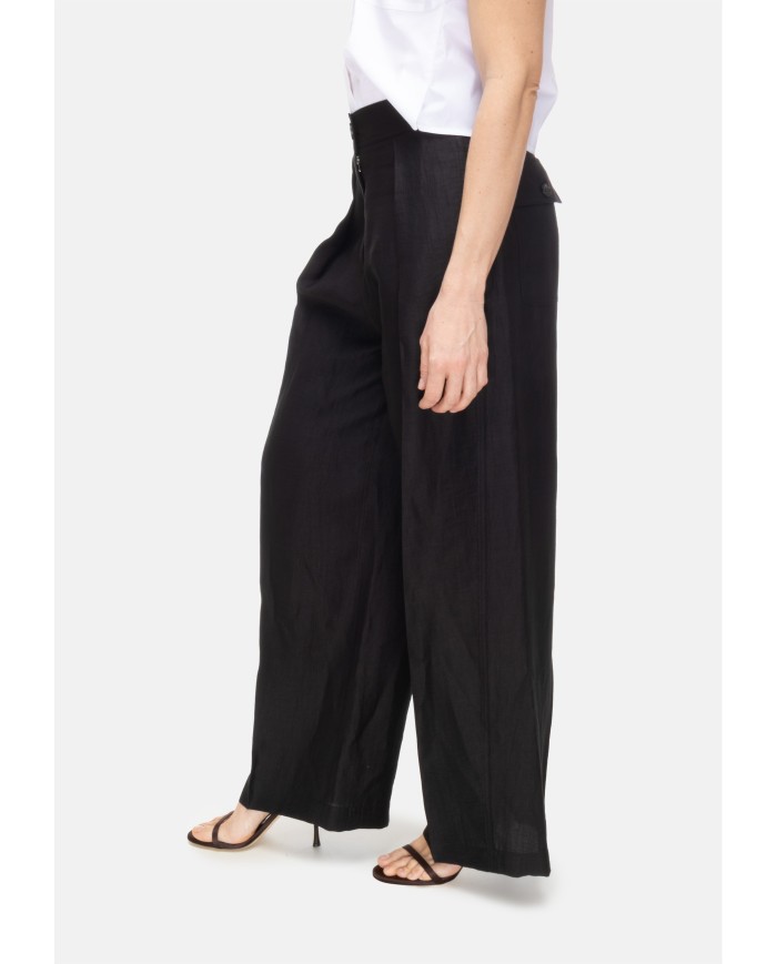TELA Pantaloni donna misto lino neri