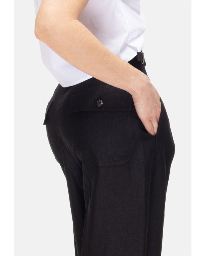 TELA Pantaloni donna misto lino neri