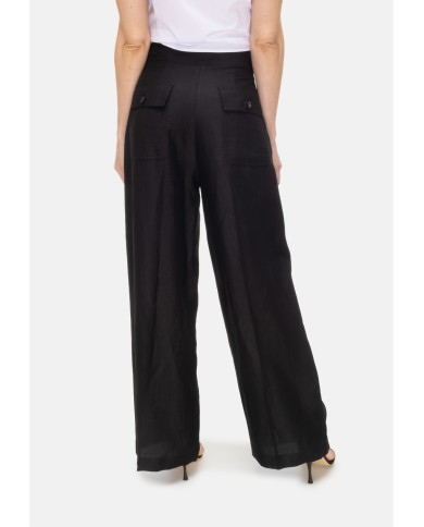 TELA Pantaloni donna misto lino neri