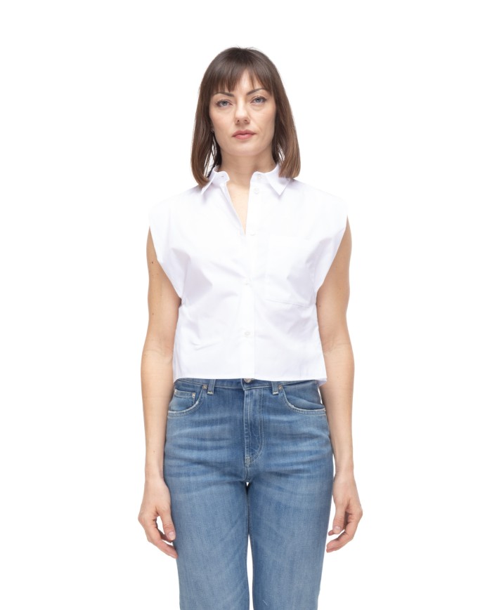 TELA Camicia crop donna bianca