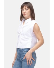 TELA Camicia crop donna bianca