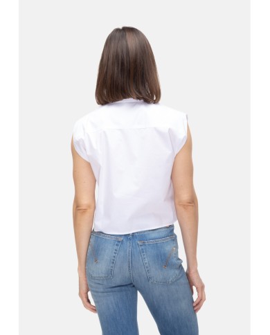 TELA Camicia crop donna bianca