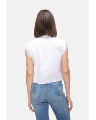 TELA Camicia crop donna bianca