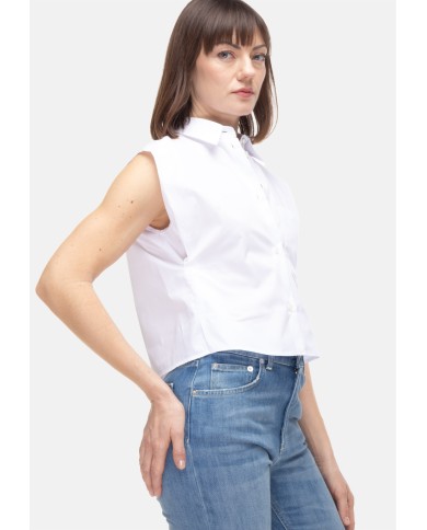 TELA Camicia crop donna bianca