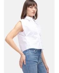 TELA Camicia crop donna bianca