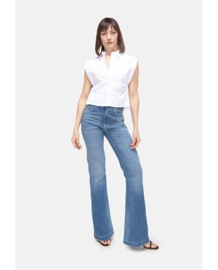 TELA Camicia crop donna bianca