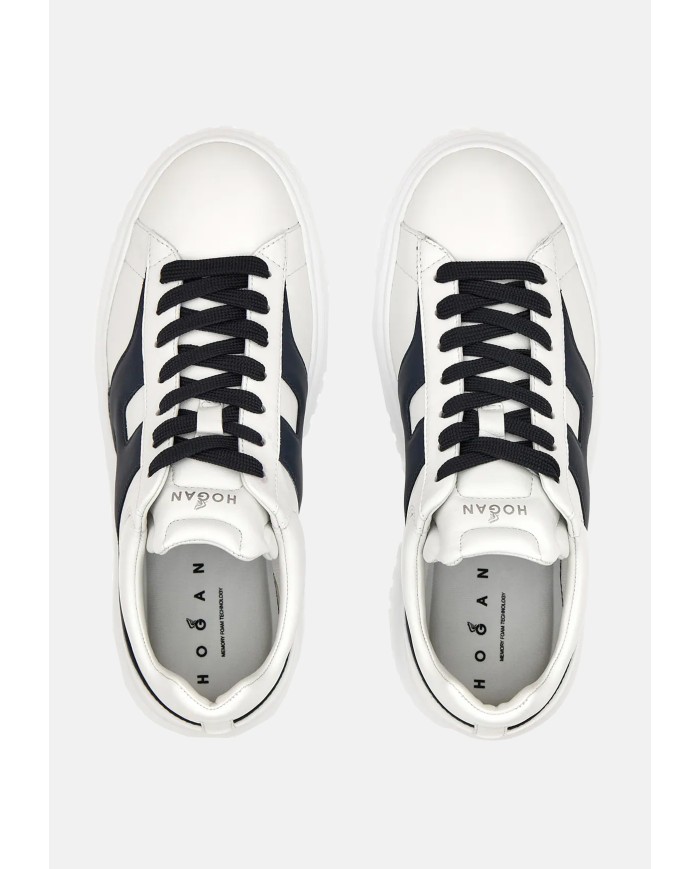 HOGAN Sneakers uomo H Stripes bianca blu