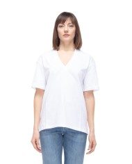 SEMI COUTURE T-shirt donna scollo v bianca